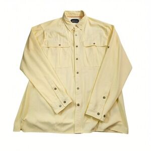 Orvis Mens Large Yellow Vented Fishing Shirt Quick Dry Long Sleeve Button Up